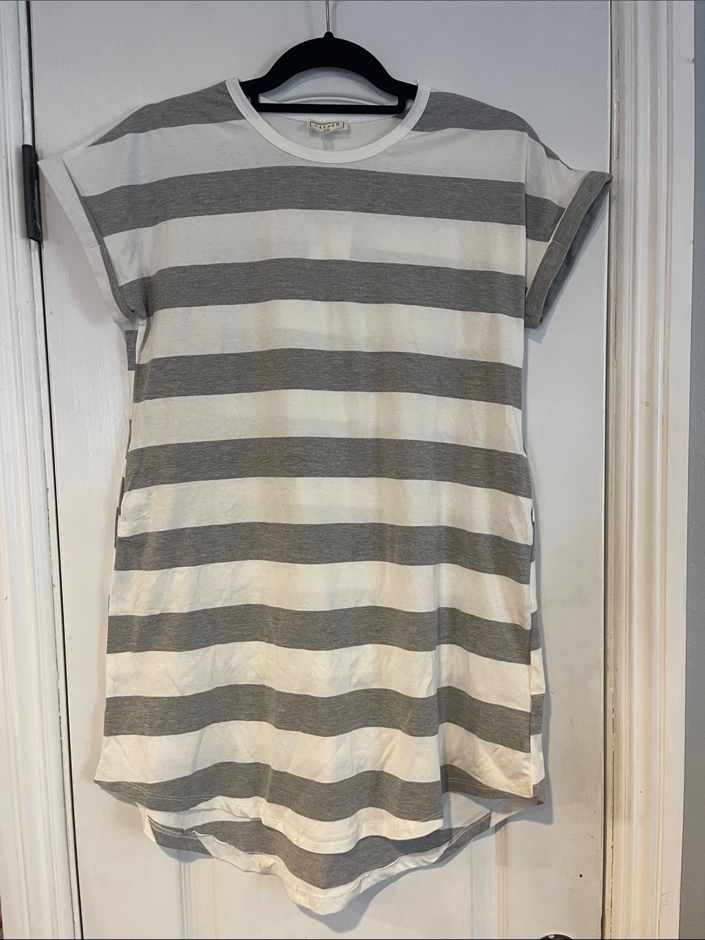 Hayden Girls Gray & White Striped Tee Dress